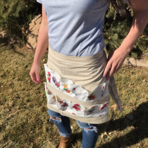 Muslin Egg Apron with Chicken Print - 14 Pockets Hand Sewn!
